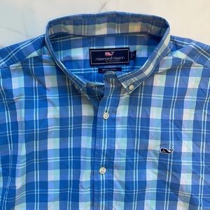Vineyard Vines Blue Seafoam Whale Shirt Mens L